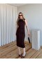Brown Draped Midi Dress - 0506