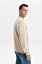Ar-Ma Men's Crew Neck Sweatshirt Basic Without Print Without Pockets Regular Fit Carbon Brushed Thessaloniki K30124 - 4