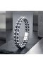 Double Silver and Blue Color Hematite Steel Men's Bracelet - 21 cm - 3