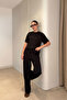 Short Sleeve Imported Fabric Basic Set - Black - 2