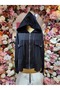 Women's Black Zip-Up Stone Embroidered Hooded Jacket - 2