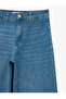 Cotton High Waist Wide Leg Denim Trousers - Culotte Jeans - 6