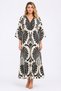 Women's Plus Size Black, Collar Stone Detailed Skirt Hem Layered Dress 65N39542 - 7