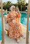 Women's Romantic Floral Patterned Layered Hijab Dress - 4