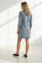 Women's Blue Pocketed Snap Closure Mini Denim Dress Elb-19002675 - 5