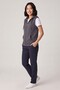 Women's Premium 100% Cotton 3 Yarn Hooded Zero Sleeve Cardigan and Short Sleeve T-Shirt Set - 2