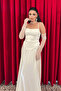 Satin Fabric Drawstring Detailed Strap Evening Dress - White - 2