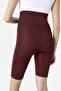Above Knee Biker Flexible Adjustable Waist Short Maternity Leggings Brown - 3