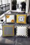 Pöti Square Black and Yellow Patterned 4-Piece Throw Pillow Cover Set - 2