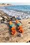 Marjan Earrings |   Handmade Polymer Clay Coral Design Earrings |   Orange Turquoise Colored Summer Earrings - 3