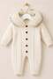 Soft Textured Hooded Cream Baby Knitwear Jumpsuit - 2