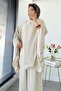 Premium Linen Trouser Set with Gathered Side Sleeves - Natural - 4
