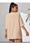 Women's Panda Printed Beige White T-Shirt Oversize Casual - 3