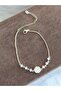 White Enamel Clover Detailed Zircon Stone Fine Bracelet. - 3