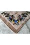 Elegant Floral Patterned Stitched Writing Cheesecloth Yemeni Foulard Scarf 80X80 cm - 4
