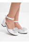 White Tulle Stone Bow White Patent Leather Girls' Heeled Shoes - 3