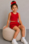 Girls' Red Crop Tank Top and Shorts Set Ribbed Fabric Summer Comfortable Two-Piece Set - 5