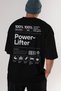 Powerlifter Oversize Back Printed Black T-Shirt 100% Cotton Streetwear Premium Comfortable Fit - 7