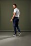 Men's American Pique Fabric Elastic Waistband Light Navy Blue Red Sweatpants - 3005 - 4