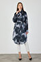 Satin Tunic with Scarf Collar Detail - Gray