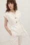 Ecru Linen Blend Belted Women's Vest - 5