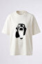 Doberman Mouth Design Back Printed Cotton White Oversize T-Shirt