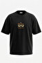 Tatil Gozlugu Design Back Printed Cotton Black Oversize T-Shirt