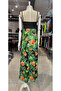 Women's Strap V-Neck Skirt Digital Printed Flower Pattern Slit Micro Fabric Dress - 6