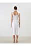 Lcwaikiki Classic White Pleated Detailed Waist-Slit Dress - 4