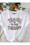 Travel is my therapy printed premium oversize t-shirt for women