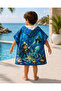 Boys' Submarine and Octopus Patterned Hooded Beach Poncho Children's Towel Poncho