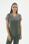 Women's Short Sleeve Lace Detailed V-Neck Camisole Dark Green Pajama Set C8T0N471 - 2
