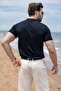 Navy Blue Regular Fit Polo Collar Knitwear Men's T-Shirt E7503 - 2