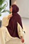 Cappadocia Pattern Ayrobin Floral Jacquard Shawl Dark Burgundy - 4