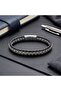 White Steel Chain Braided and Leather Men's Bracelet 31684B24D1 - 4