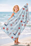 Sea Shell Starfish Marine Beach Towel - Light Blue Nautical Sailing Quick Dry Towel Coverlet - 7