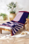 Geometric Striped Beach Towel - Minimalist Purple Pink Pool Sea Bath Quick Dry Beach Cover-Up - 4