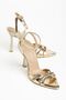 K-875 Gold Patent Leather Ankle Strap Pointed Toe Heeled Women's Sandals - 4