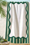 Modern Beach Towel with Striped Frame Detail - Green and White Minimalist Quick-Dry Microfiber Towel - 7