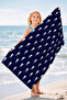 Denizatı Marine Beach Towel Coverlet - Navy Blue White Nautical Quick-Drying Microfiber Towel Coverlet - 4