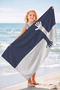Minimalist Geometric Modern Beach Towel - Navy Blue White Abstract Artistic Quick Dry Towel Coverlet - 2