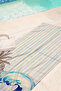 Palm Wave Striped Beach Towel - Tropical Marine Blue Beige Pool Sea Bath Beach Cover - 4