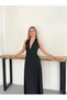Women's Black Halter Neck Slit Summer Dress - 4