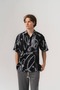 Abstract Design Detailed Short Sleeve Oversize Shirt - 4