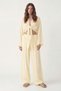 Yellow Tie-Back Blouse and Pants Women's Set