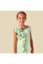 Round Neck Sleeveless Drop Waist Dress with Floral Applique - 5