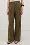 Khaki Wide Leg Pleated Trousers