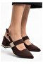 Bellamor Women's Satin Stone Buckle Thick Heeled Shoes