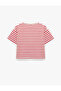 Licensed Minnie Mouse Printed Short Sleeve Crew Neck Cotton Striped T-Shirt - 2