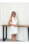 Women's Halter Neck Halter-Back Low-Cut Buttoned Mini Dress - 8